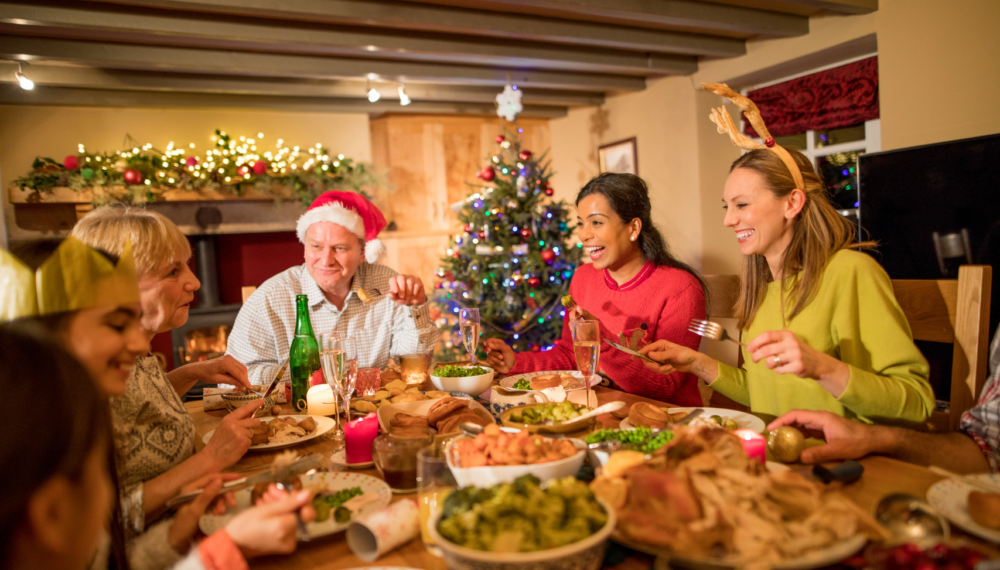 Family eating a Christmas meal