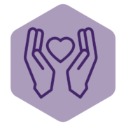 Icon with a heart and two hands