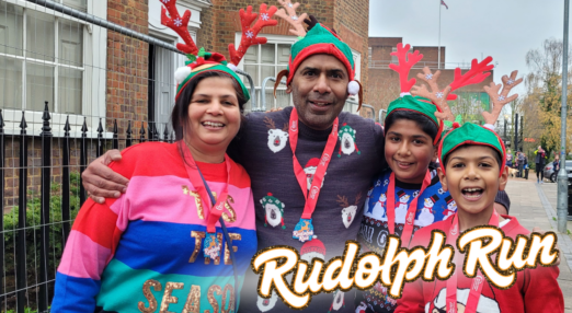 Family photo of participants in the Rudolph Run