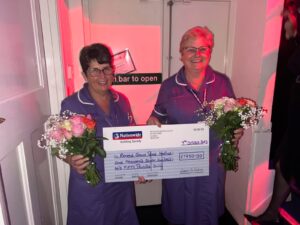  Hospice at Home nurses, Debbie and Fiona accepting the cheque