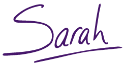A signature that says 'Sarah'