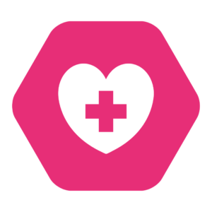 Icon with a medical cross in the middle of a heart
