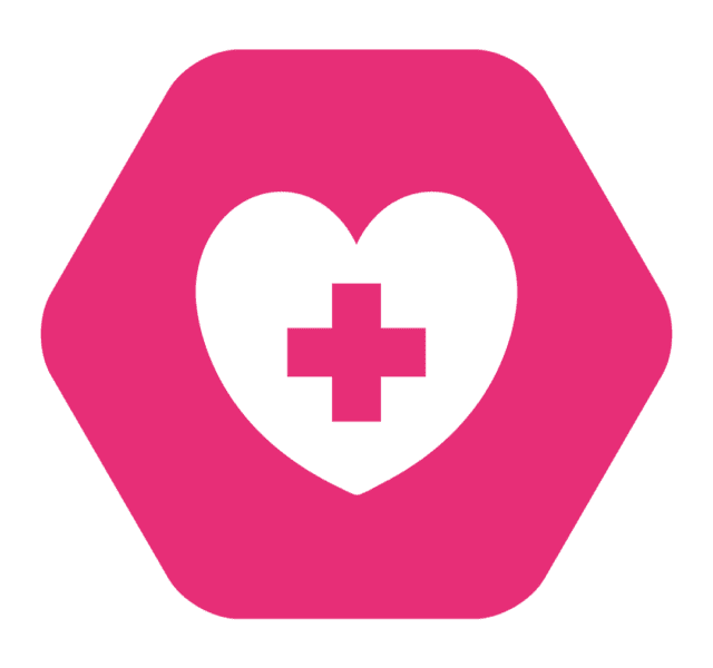 Icon with a medical cross in the middle of a heart