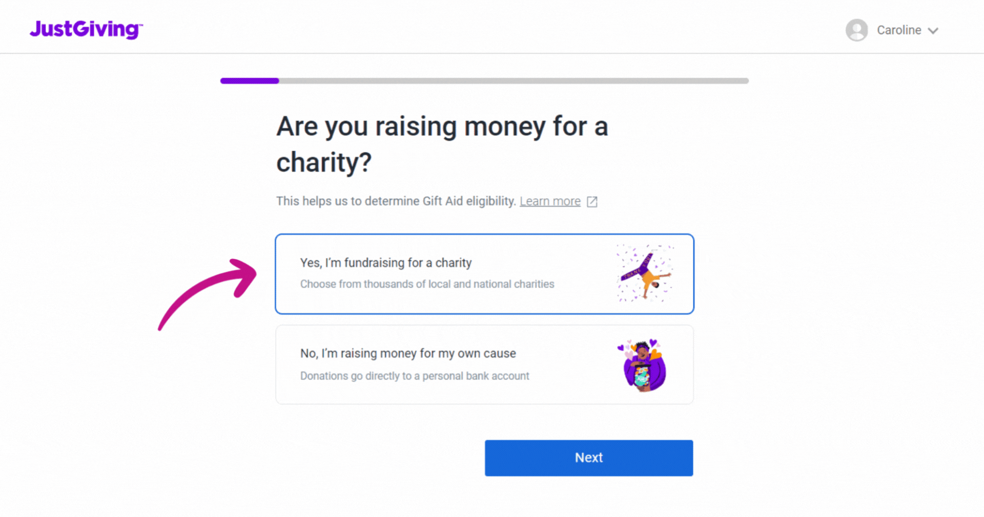 JustGiving guide - how to set up a JustGiving page.