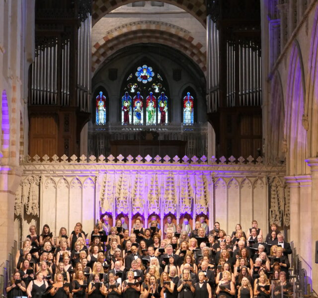 Choir singing in St Albans Cathedral as part of Sounds Around the Abbey