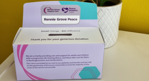 Rennie Grove Peace - fundraising box