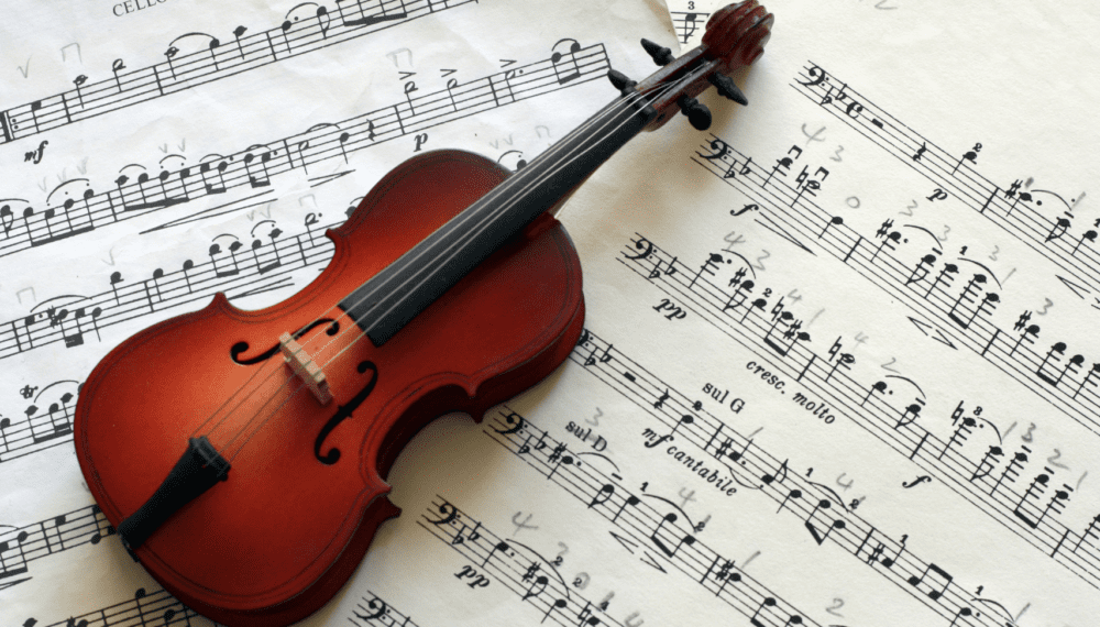 Violin on a sheet of music
