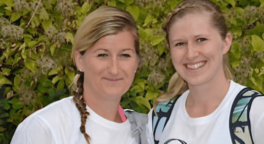 dani on the right with her mum sue standing next to each other smiling