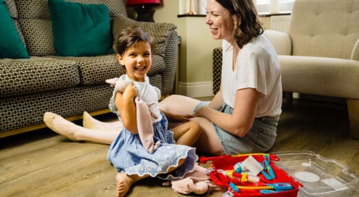 woman and child smiling