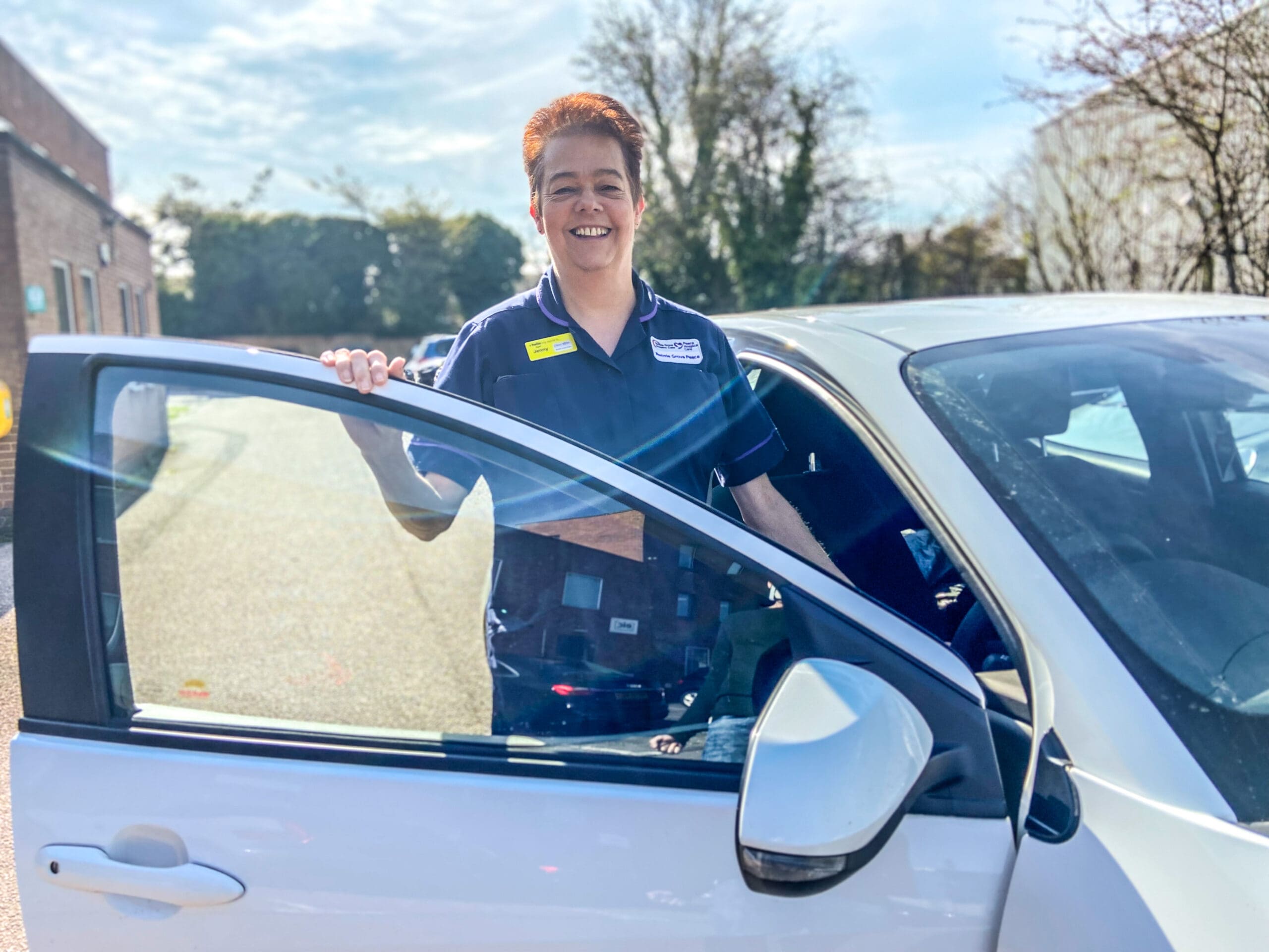 hospice at home nurse in a car
