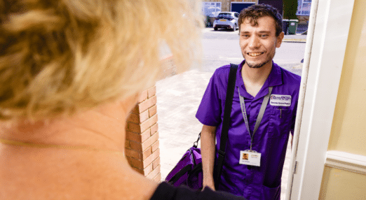 Hospice at Home team member arriving at a patient's home