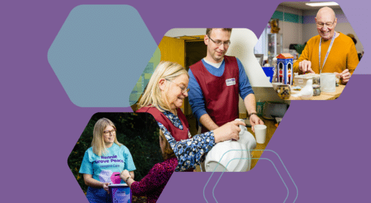 collage showing photos of volunteers